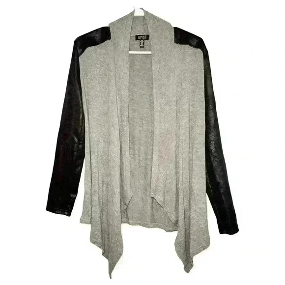 Jones New York Grey & Black Open Front Cardigan Size XS - Picture 1 of 8